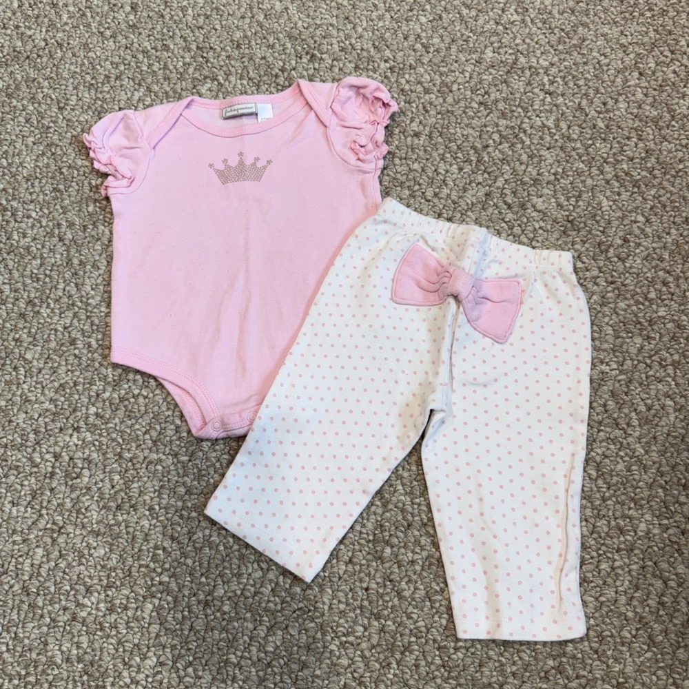 First Impressions Baby Girls Crown Bodysuit and Pants Set Size 6-9 Months